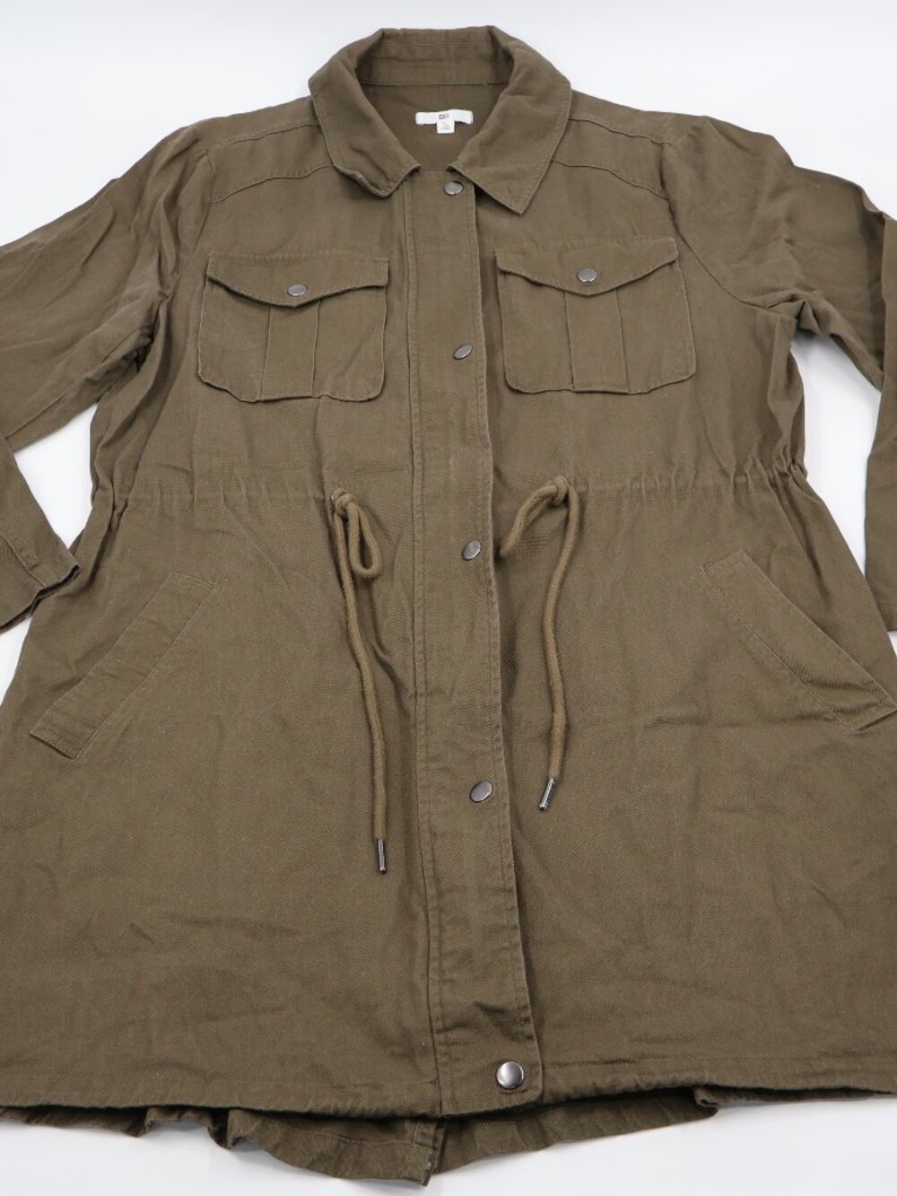 BP Utility Field Jacket Womens XL Olive Green Drawstring Waist Lightweight Parka